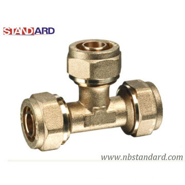 Encaixe de bronze do T Pex / encaixe de tubulação de Pex / T da compressão / encaixe de cobre